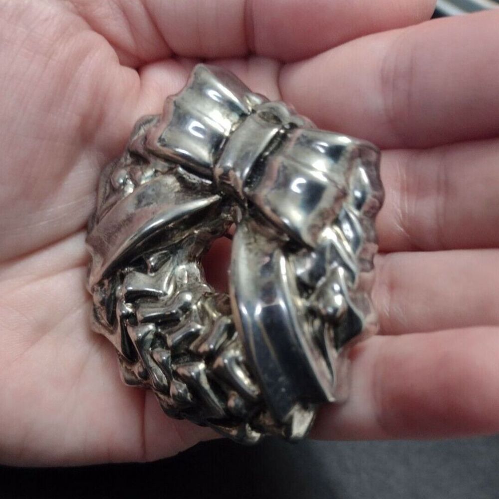 Best signed silver tone wreath brooch